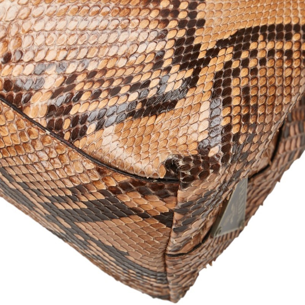Prada Brown Python Handbag Leather - image 7